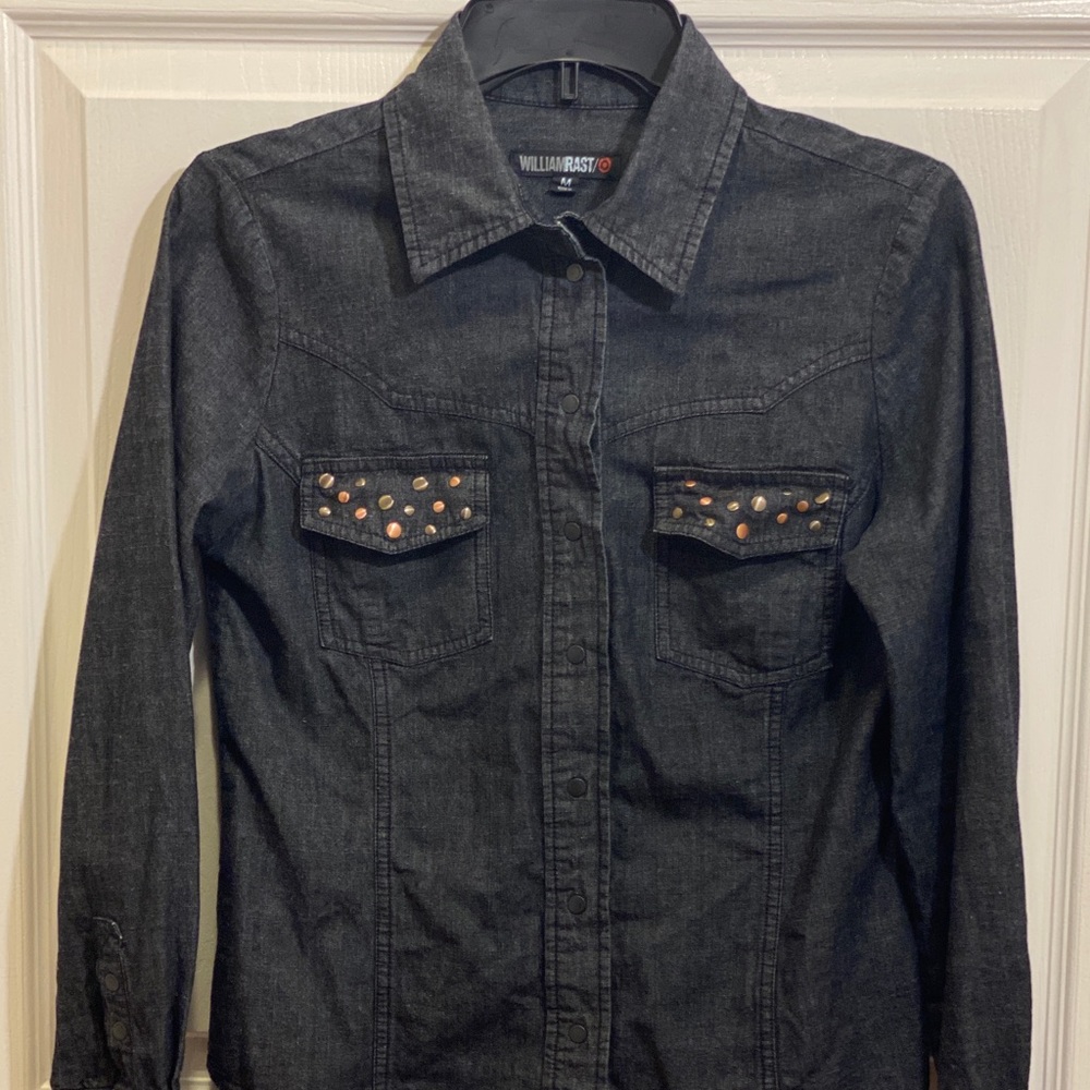 William Rast Snap Button Down Black Denim Shirt. - image 2